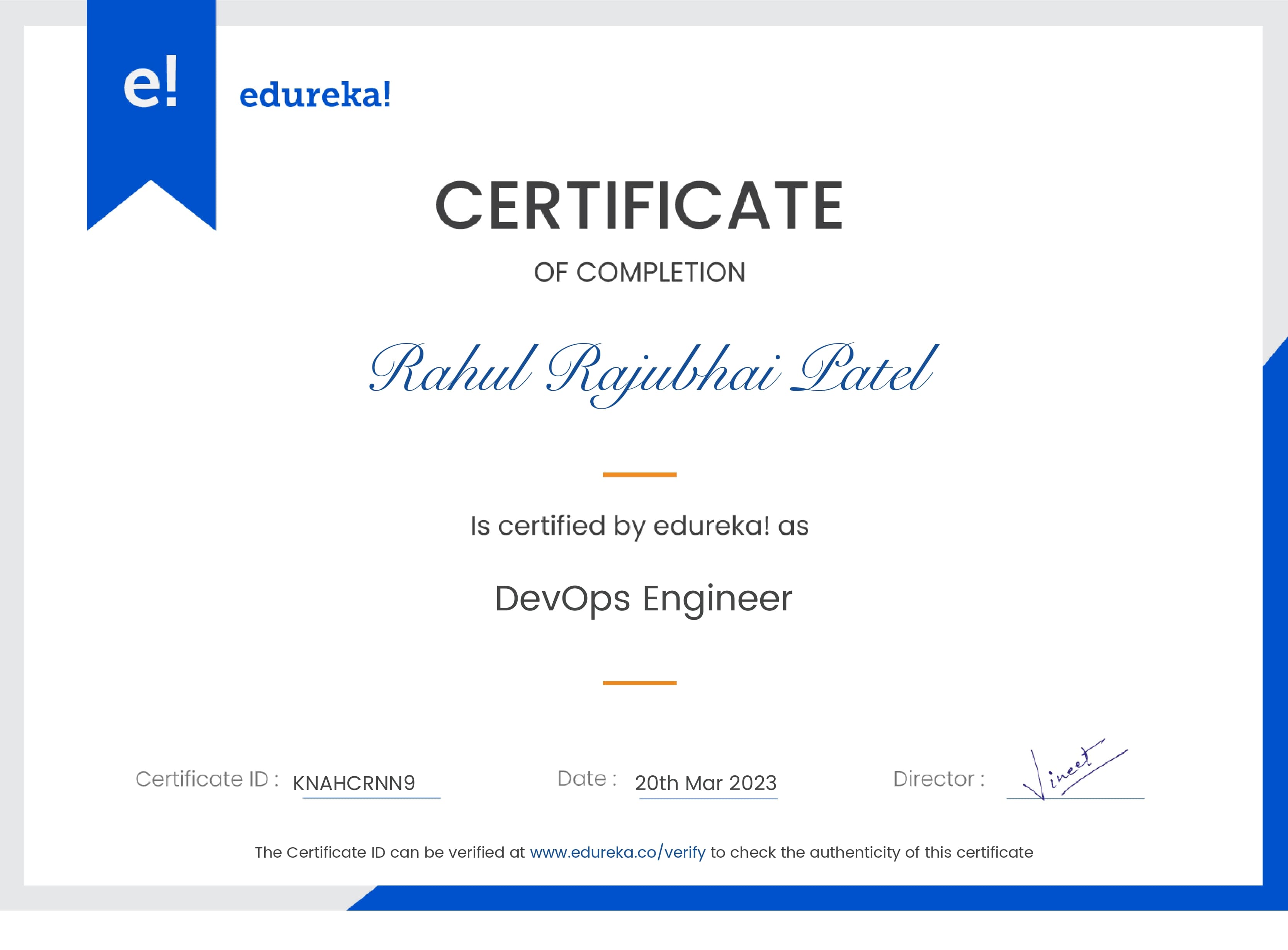 Edureka DevOps Engineer Certificate